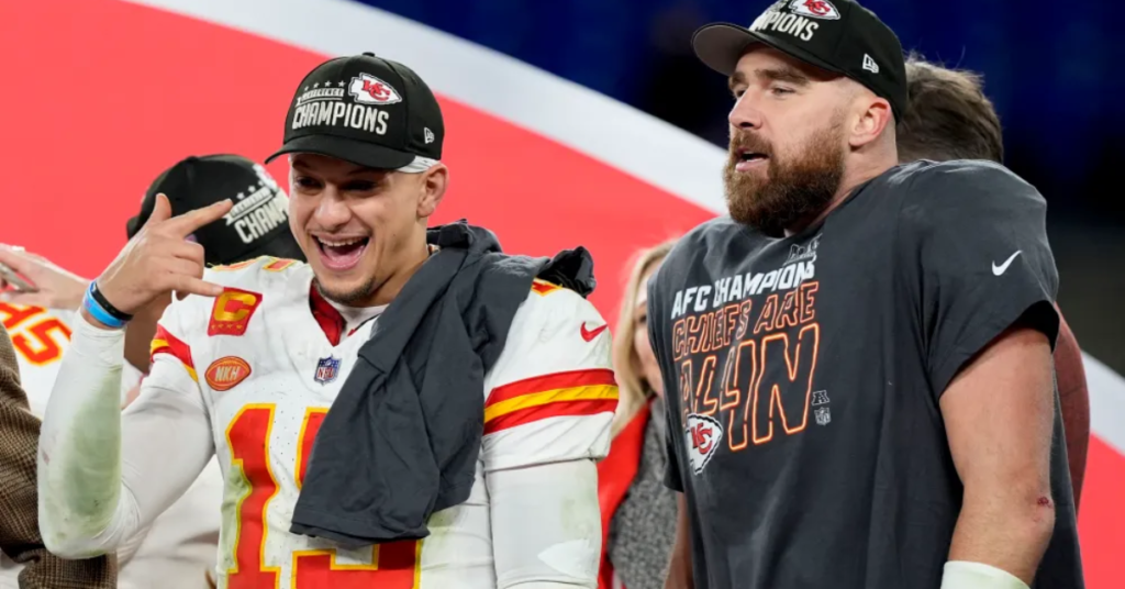 Mics caught Travis Kelce talking to Patrick Mahomes about how winning just never gets old after Raven’s victory