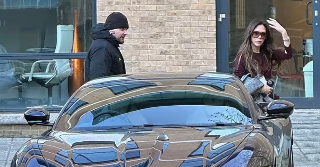 Victoria Beckham heads to work in a £227,000 Ferrari after viral Rolls Royce gaffe in the Beckham documentary