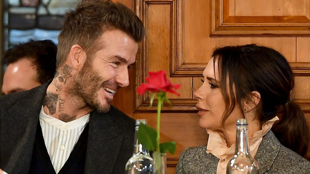 David Beckham shares sunset kiss with Victoria as they lead celebrity Valentine’s Day celebrations 