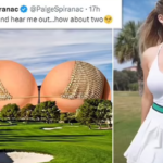 Golf glamor girl Paige Spiranac makes a VERY rude Las Vegas Sphere suggestion… while attending the latest LIV Golf event