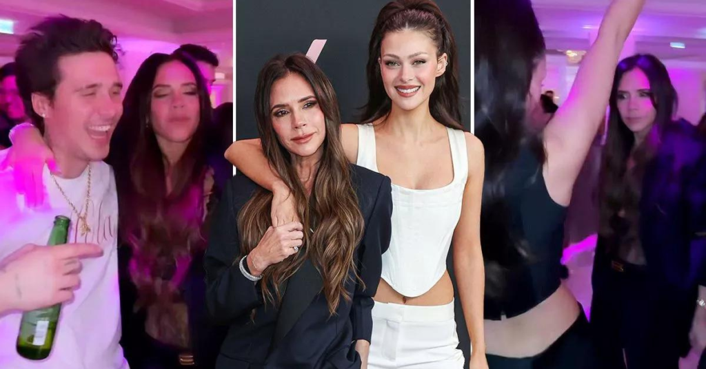 Victoria Beckham lets her hair down with Nicola Peltz as they dance to Spice Girls song