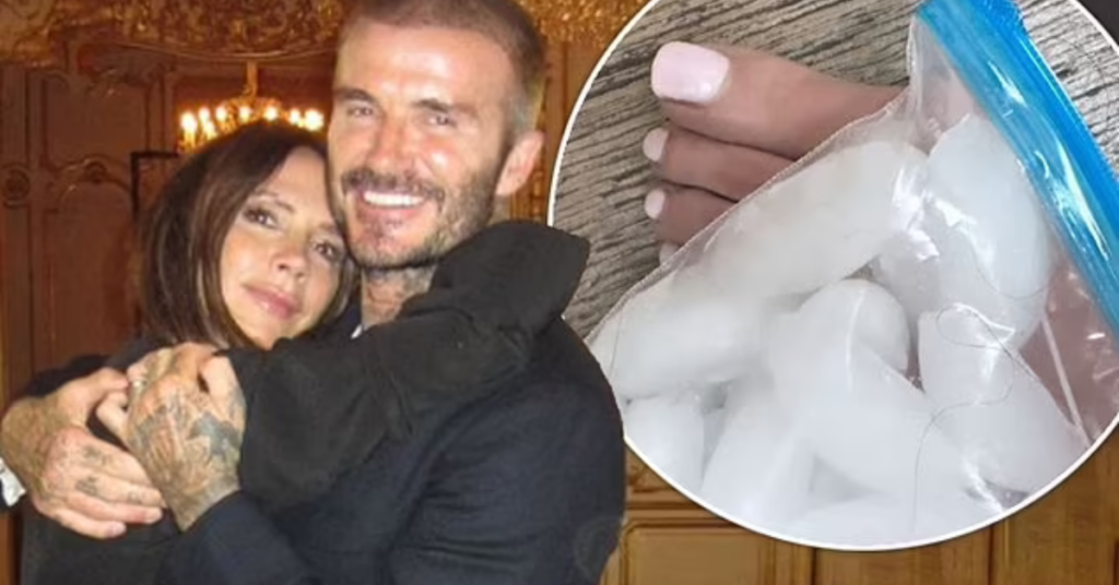 Victoria Beckham’s Valentine’s gets off on the wrong foot after she suffers a gym injury and David pokes fun at his wife’s ‘massive toe’ as the couple celebrate the romantic day