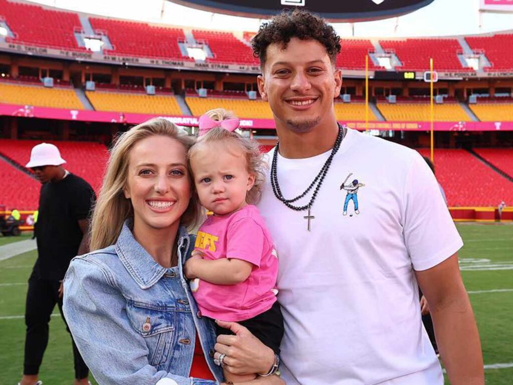 Patrick Mahomes celebrates Easter with his family as he sets up an egg hunt for his children.