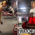 Tennis beauty Eugenie Bouchard puts on leggy display in floral mini dress and feathery high-heels