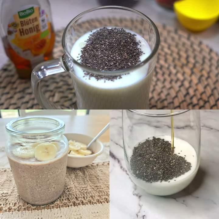 The most searched recipe in the world. Chia seeds and kefir.